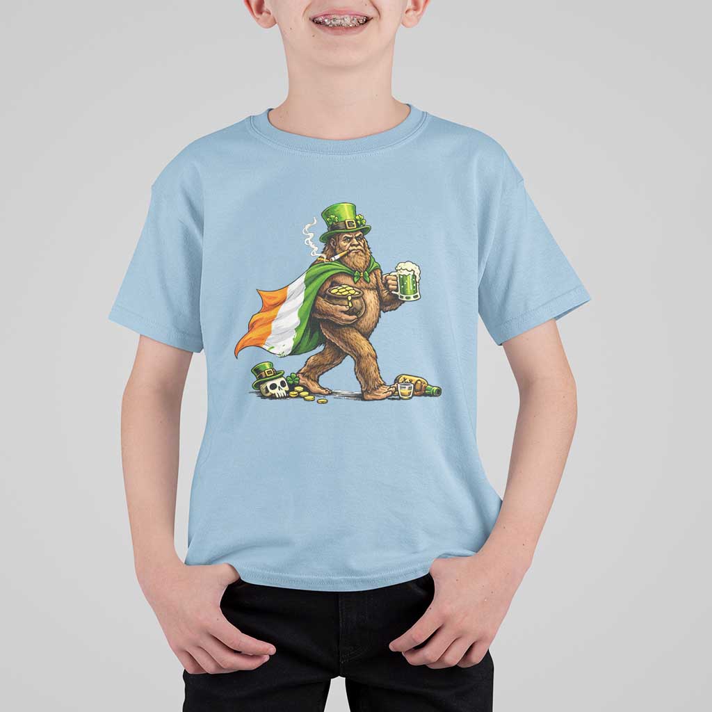 Funny St Patricks Day Bigfoot T Shirt For Kid Mythical Party Gift