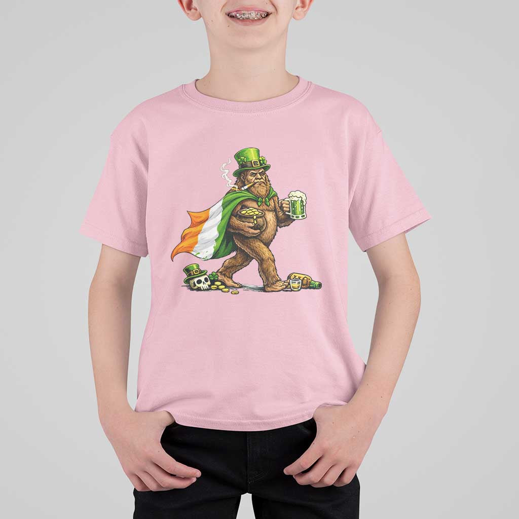 Funny St Patricks Day Bigfoot T Shirt For Kid Mythical Party Gift