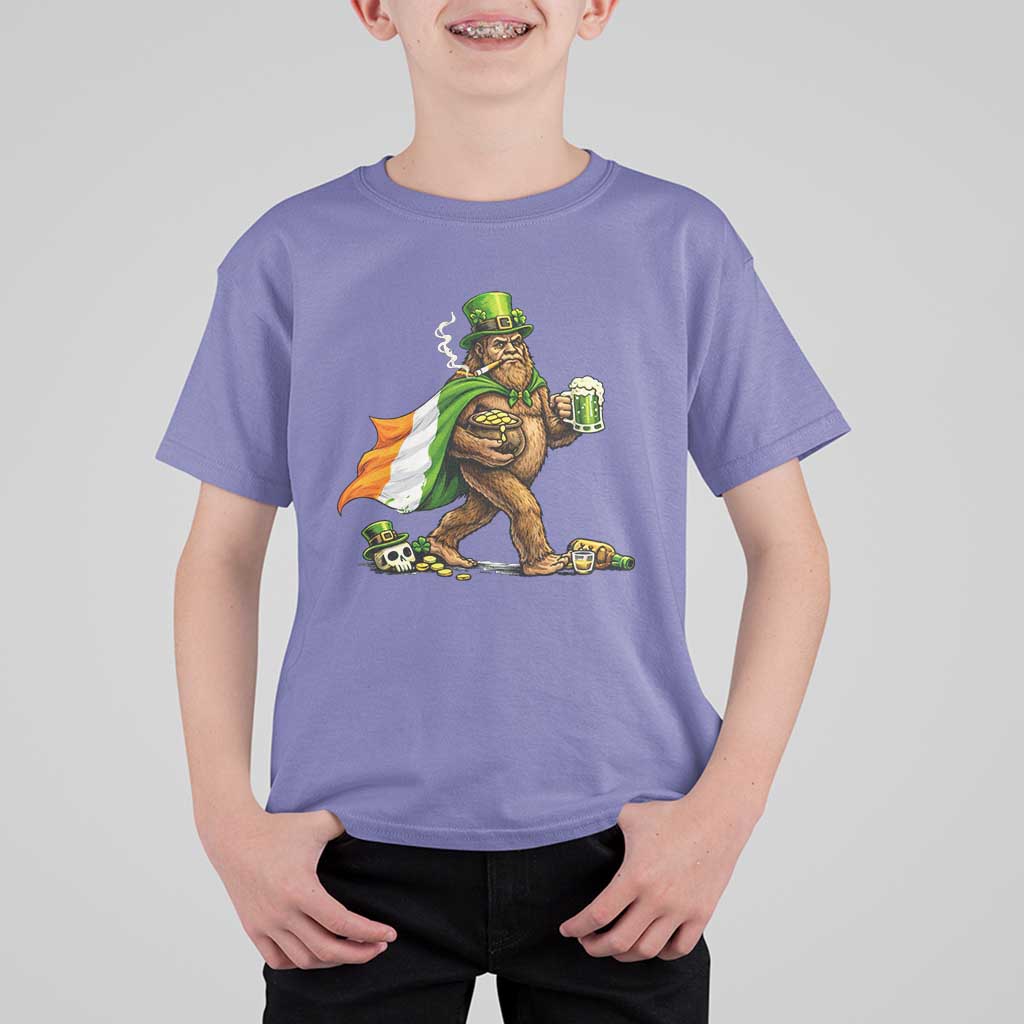 Funny St Patricks Day Bigfoot T Shirt For Kid Mythical Party Gift