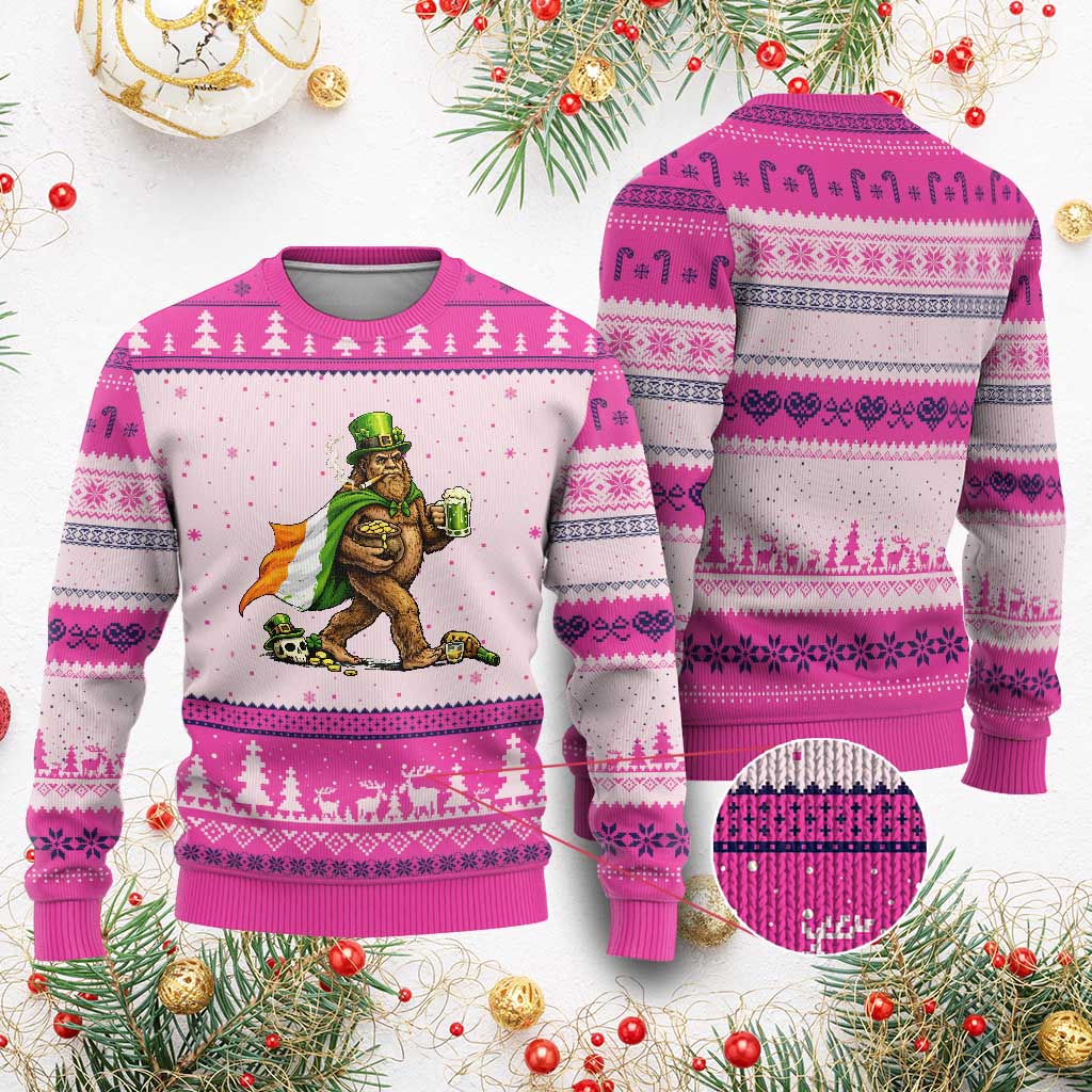 Funny St Patricks Day Bigfoot Ugly Christmas Sweater Mythical Party Gift