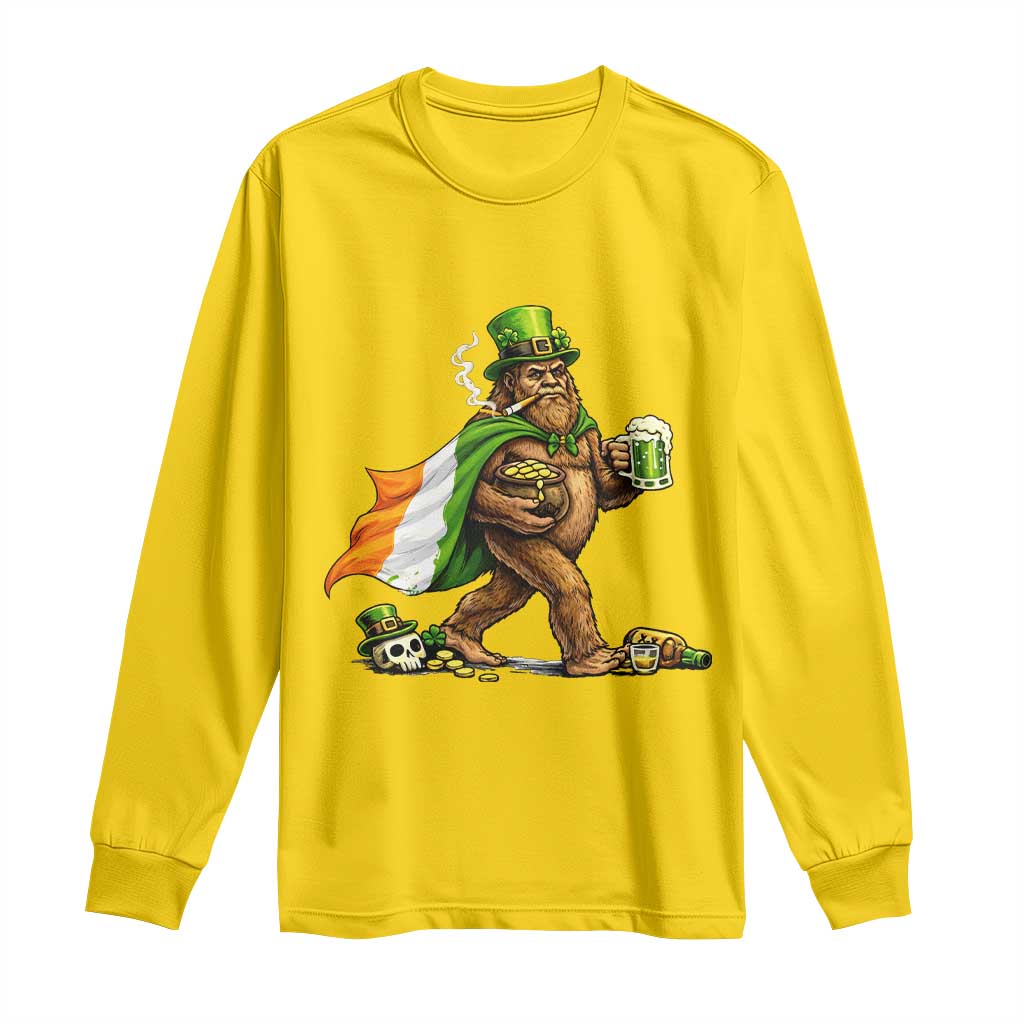 Funny St Patricks Day Bigfoot Long Sleeve Shirt Mythical Party Gift