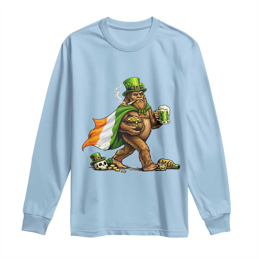 Funny St Patricks Day Bigfoot Long Sleeve Shirt Mythical Party Gift