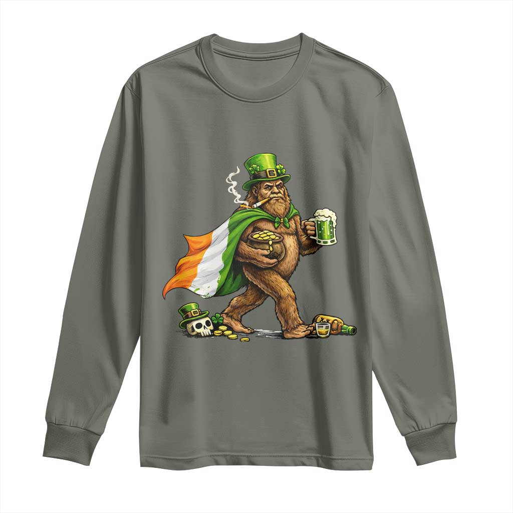 Funny St Patricks Day Bigfoot Long Sleeve Shirt Mythical Party Gift