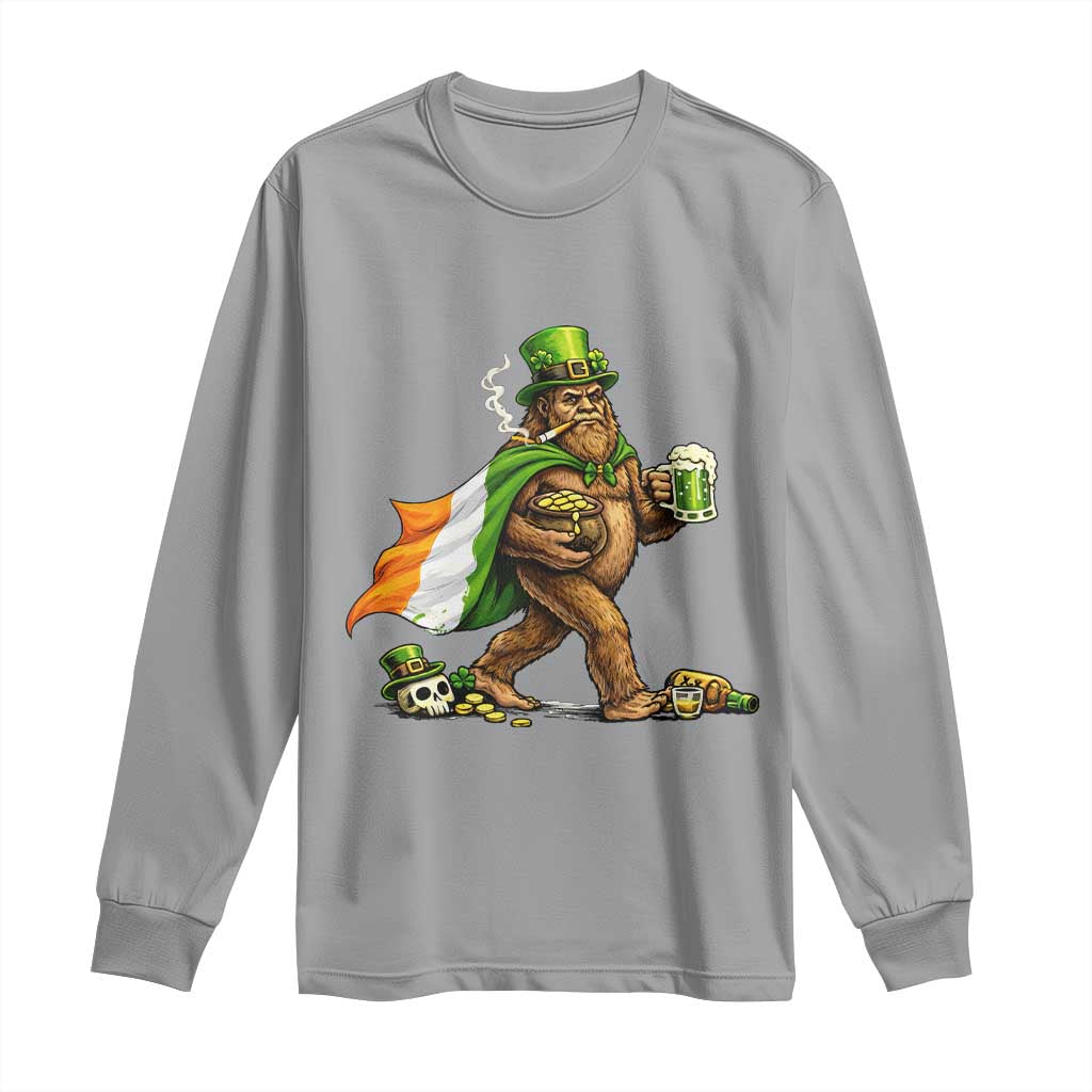 Funny St Patricks Day Bigfoot Long Sleeve Shirt Mythical Party Gift