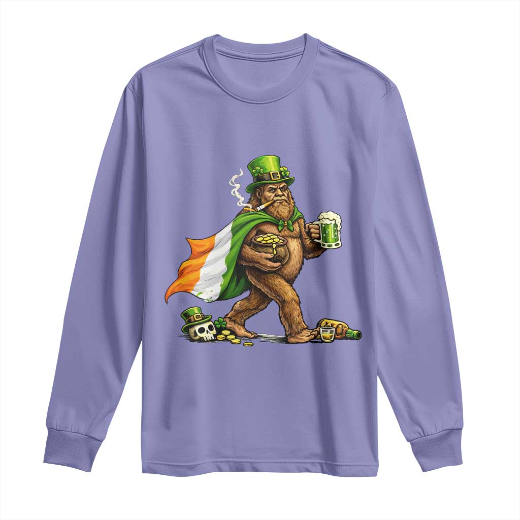 Funny St Patricks Day Bigfoot Long Sleeve Shirt Mythical Party Gift