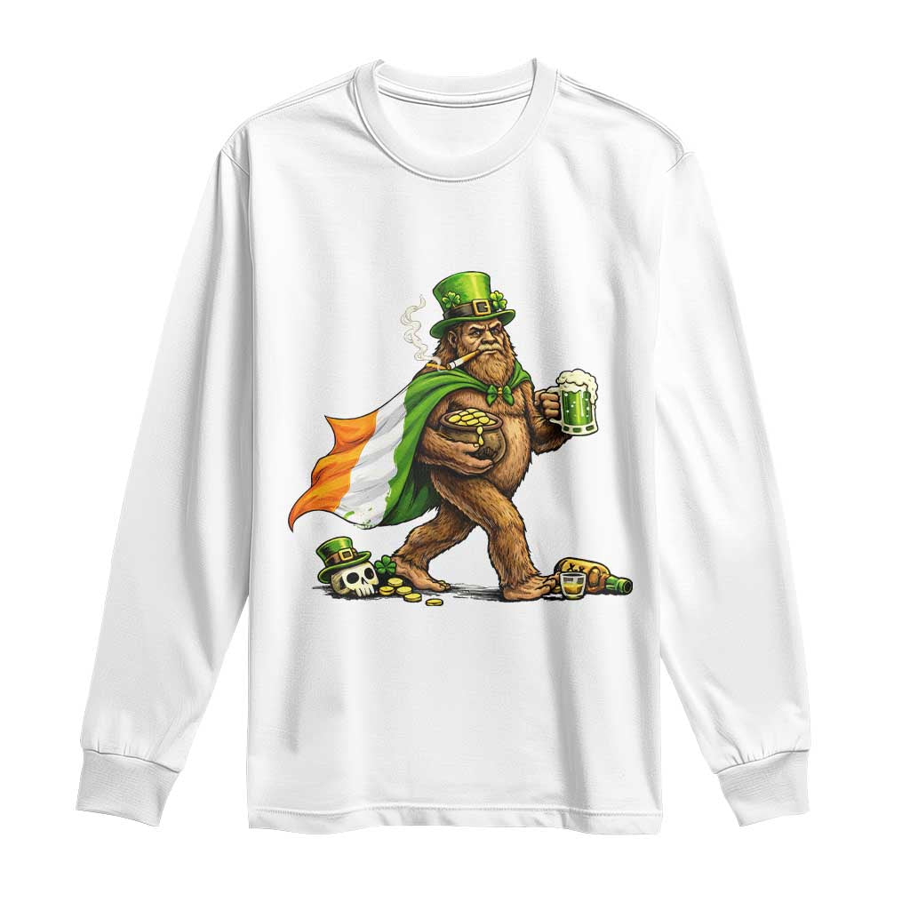 Funny St Patricks Day Bigfoot Long Sleeve Shirt Mythical Party Gift