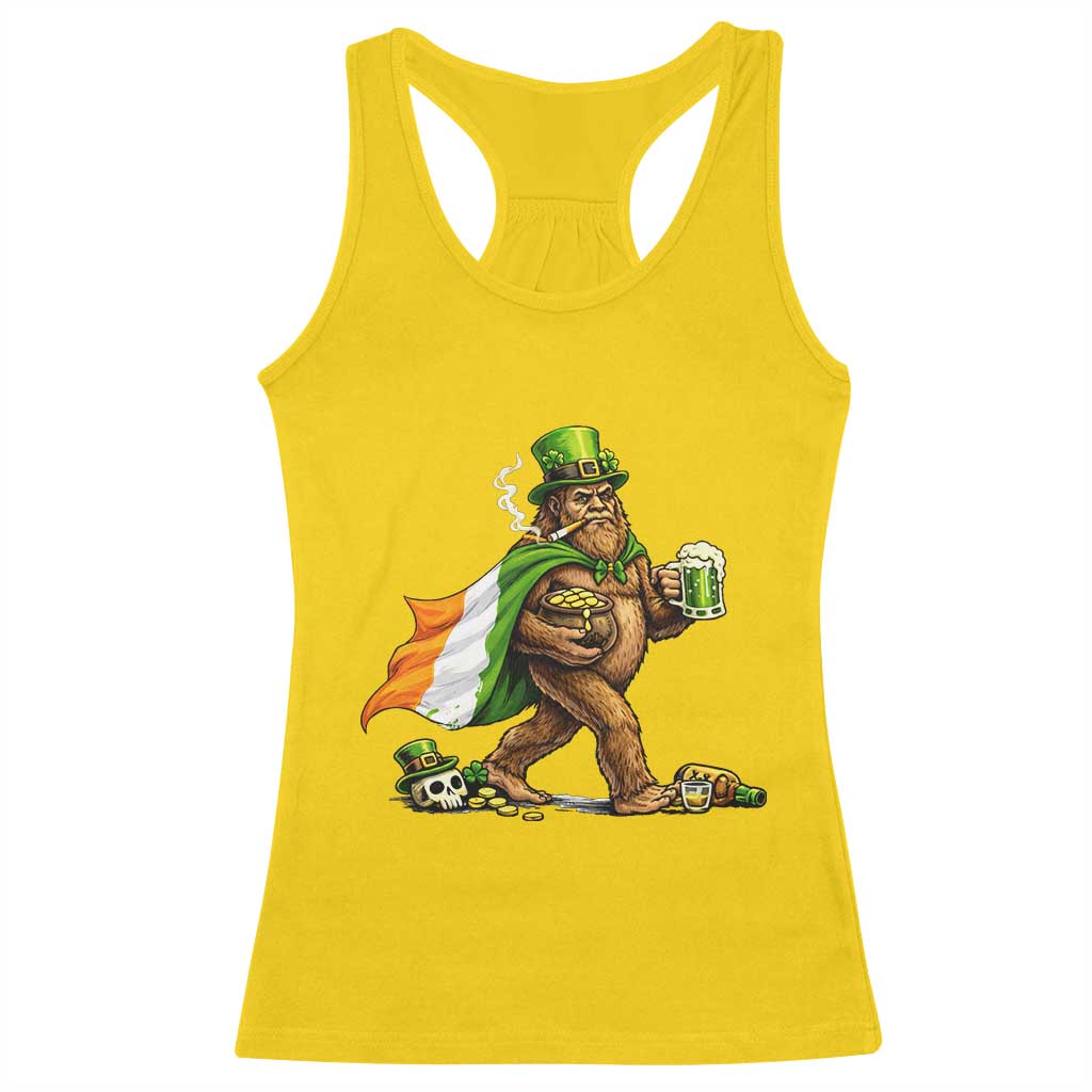 Funny St Patricks Day Bigfoot Racerback Tank Top Mythical Party Gift