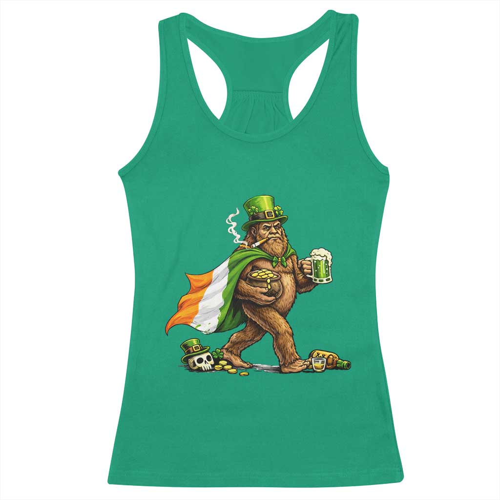 Funny St Patricks Day Bigfoot Racerback Tank Top Mythical Party Gift
