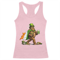 Funny St Patricks Day Bigfoot Racerback Tank Top Mythical Party Gift