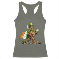 Funny St Patricks Day Bigfoot Racerback Tank Top Mythical Party Gift