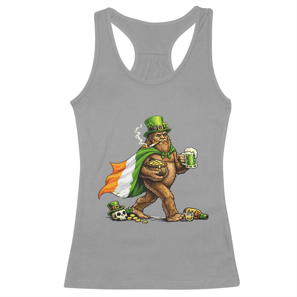 Funny St Patricks Day Bigfoot Racerback Tank Top Mythical Party Gift