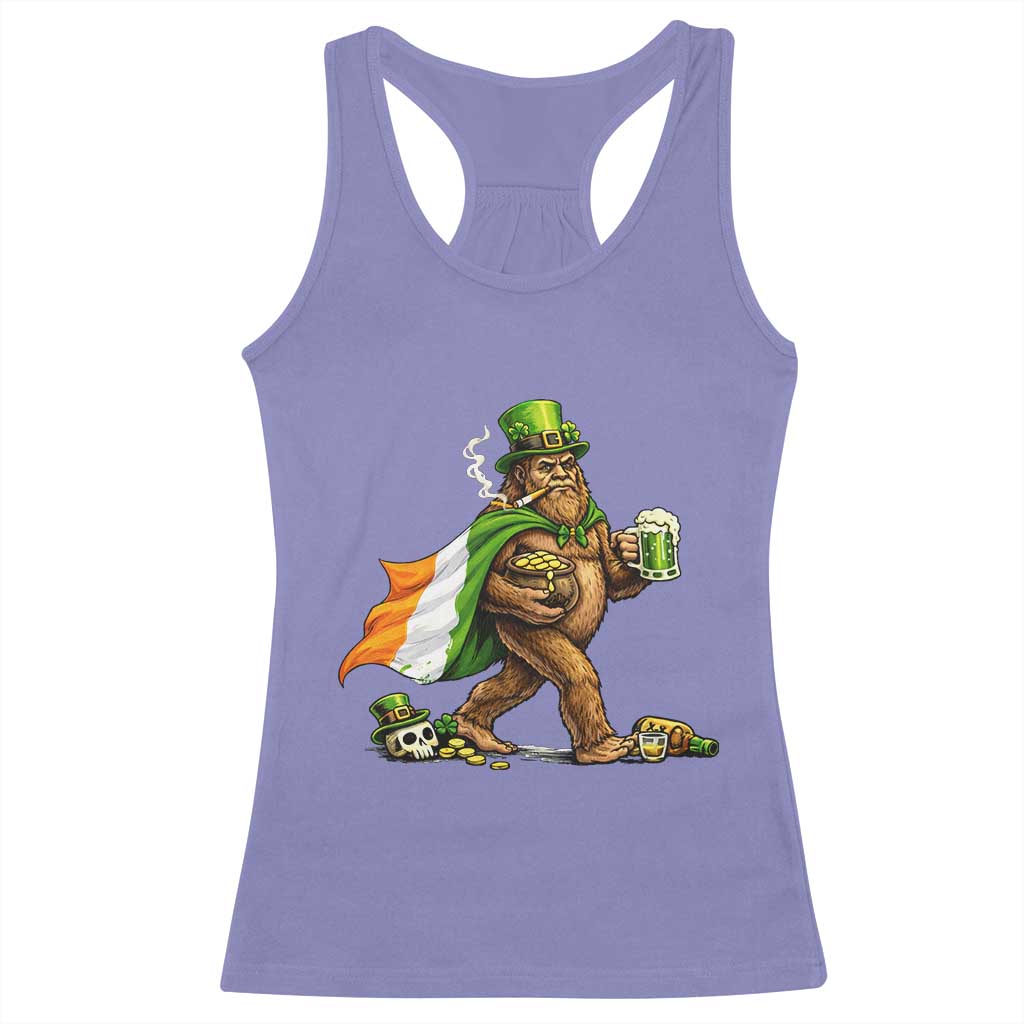 Funny St Patricks Day Bigfoot Racerback Tank Top Mythical Party Gift