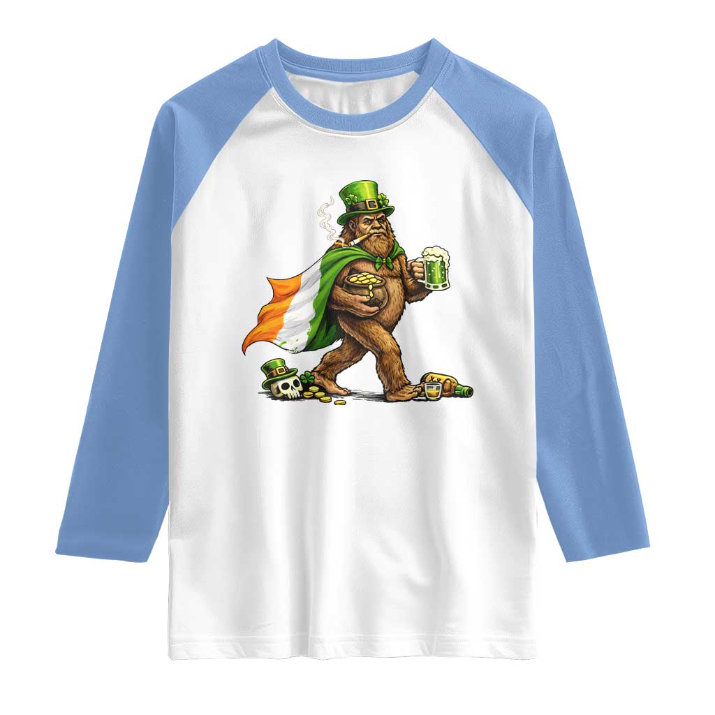 Funny St Patricks Day Bigfoot Raglan Shirt Mythical Party Gift
