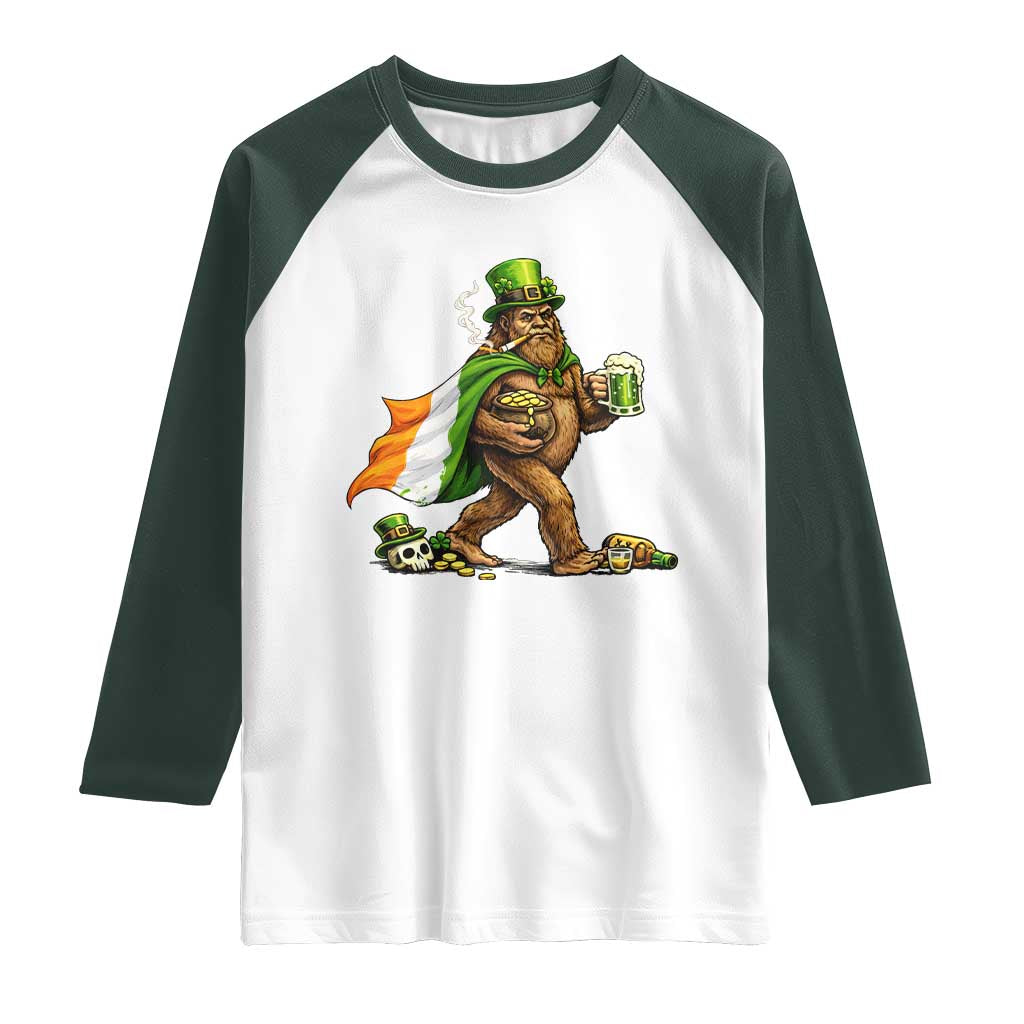 Funny St Patricks Day Bigfoot Raglan Shirt Mythical Party Gift