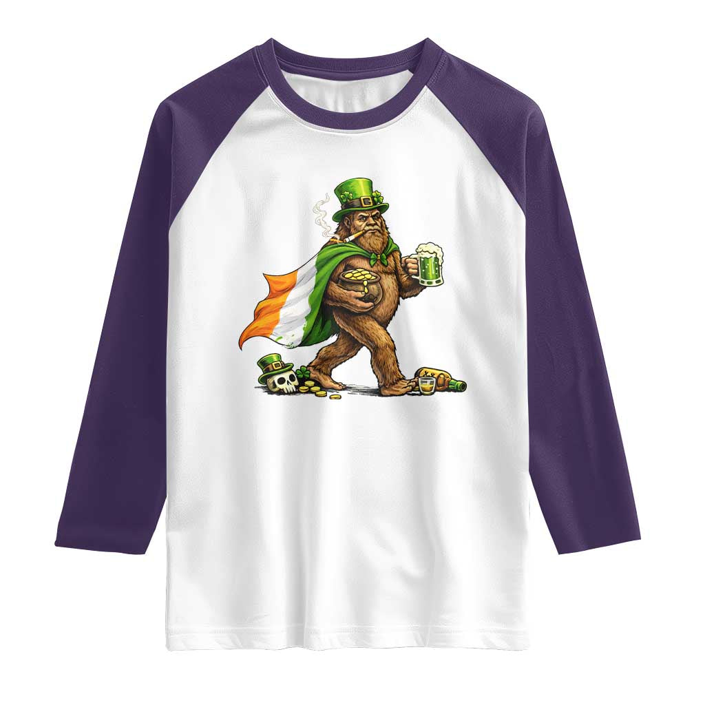 Funny St Patricks Day Bigfoot Raglan Shirt Mythical Party Gift