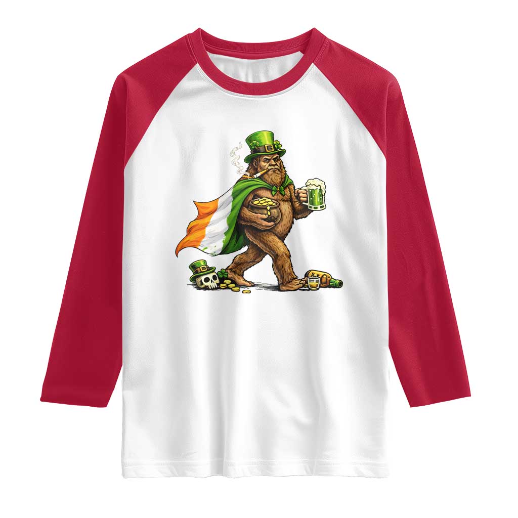 Funny St Patricks Day Bigfoot Raglan Shirt Mythical Party Gift