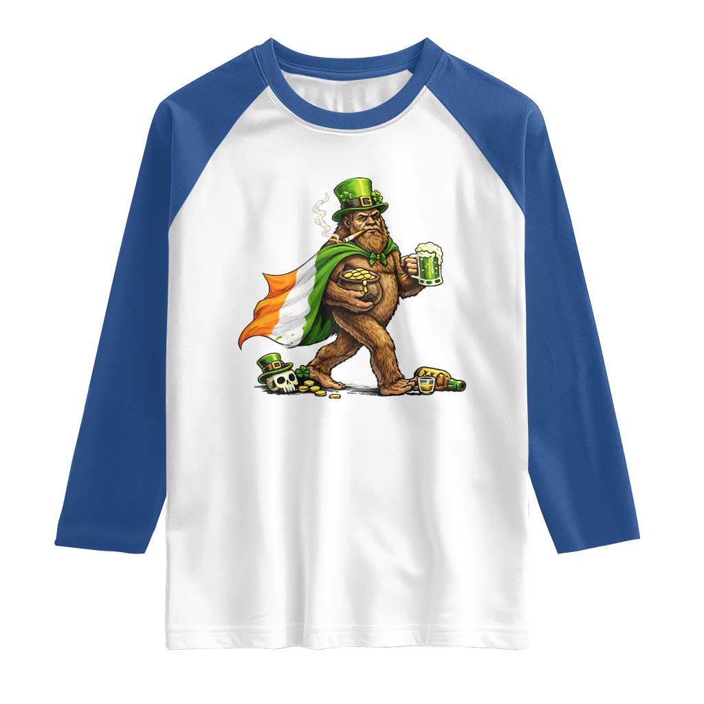 Funny St Patricks Day Bigfoot Raglan Shirt Mythical Party Gift