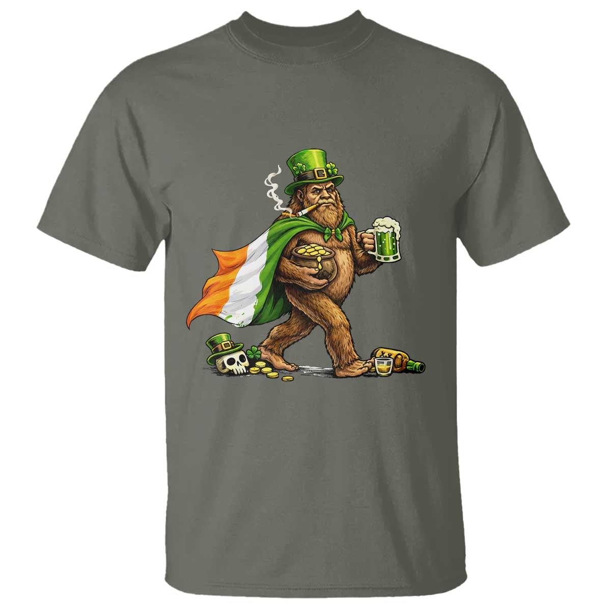 Funny St Patricks Day Bigfoot T Shirt Mythical Party Gift