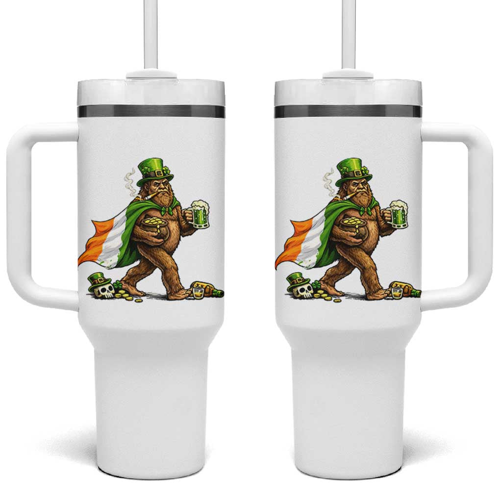 Funny St Patricks Day Bigfoot Tumbler With Handle Mythical Party Gift