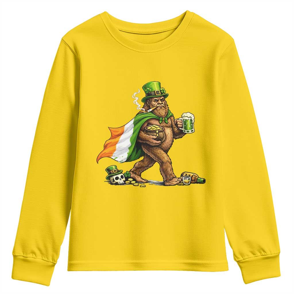 Funny St Patricks Day Bigfoot Youth Sweatshirt Mythical Party Gift
