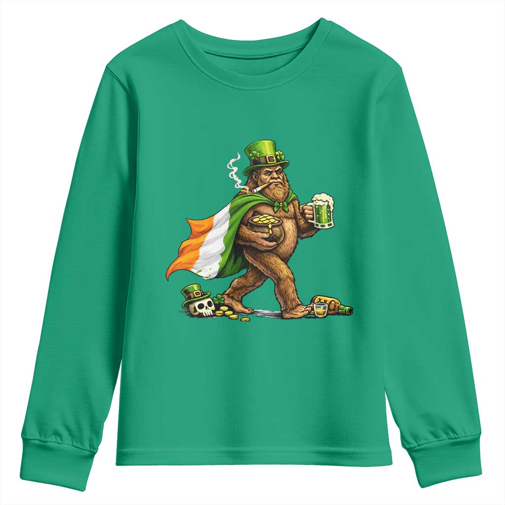 Funny St Patricks Day Bigfoot Youth Sweatshirt Mythical Party Gift