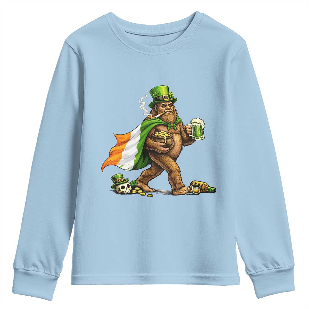 Funny St Patricks Day Bigfoot Youth Sweatshirt Mythical Party Gift