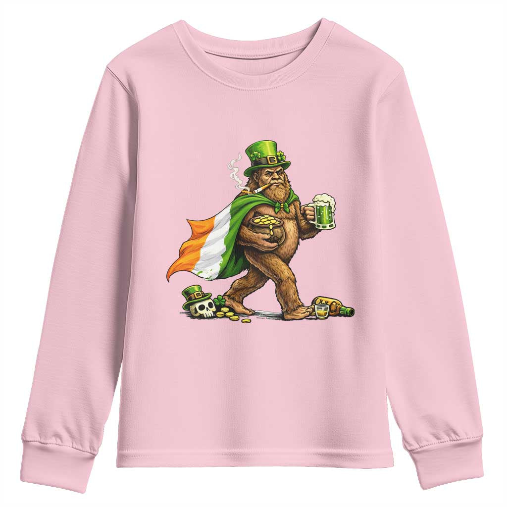 Funny St Patricks Day Bigfoot Youth Sweatshirt Mythical Party Gift