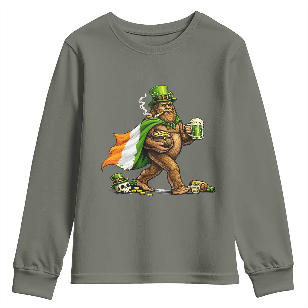 Funny St Patricks Day Bigfoot Youth Sweatshirt Mythical Party Gift