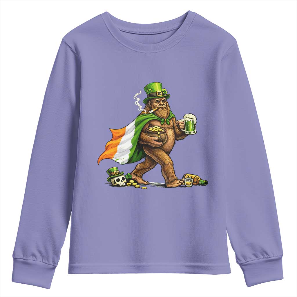 Funny St Patricks Day Bigfoot Youth Sweatshirt Mythical Party Gift