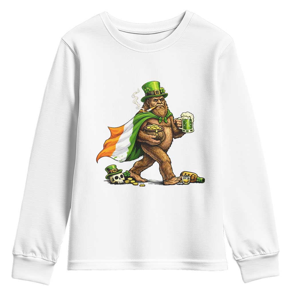 Funny St Patricks Day Bigfoot Youth Sweatshirt Mythical Party Gift