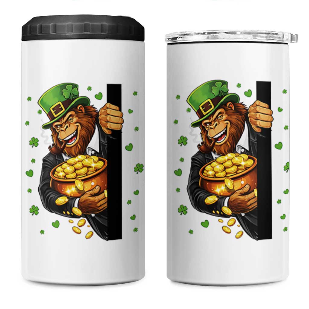 Funny St Patricks Day Bigfoot 4 in 1 Can Cooler Tumbler Irish Revelry Gift