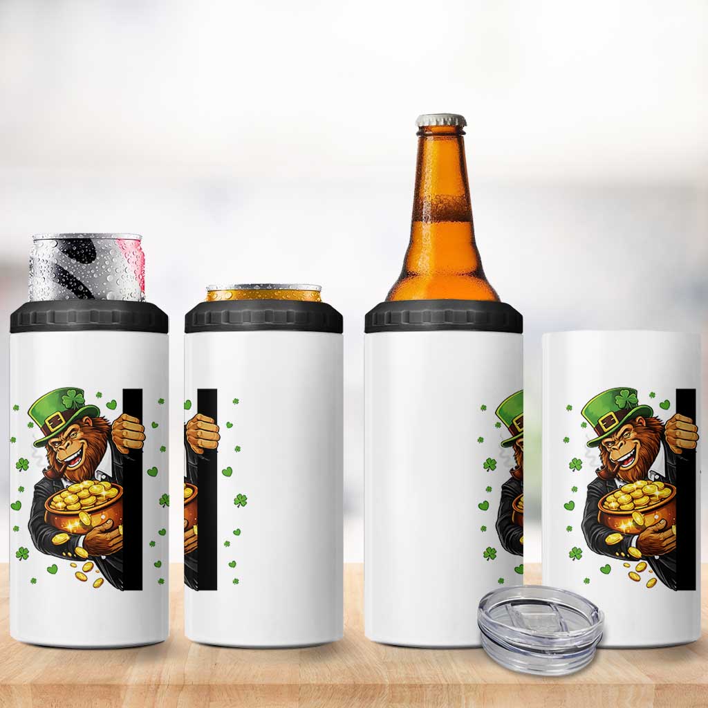 Funny St Patricks Day Bigfoot 4 in 1 Can Cooler Tumbler Irish Revelry Gift