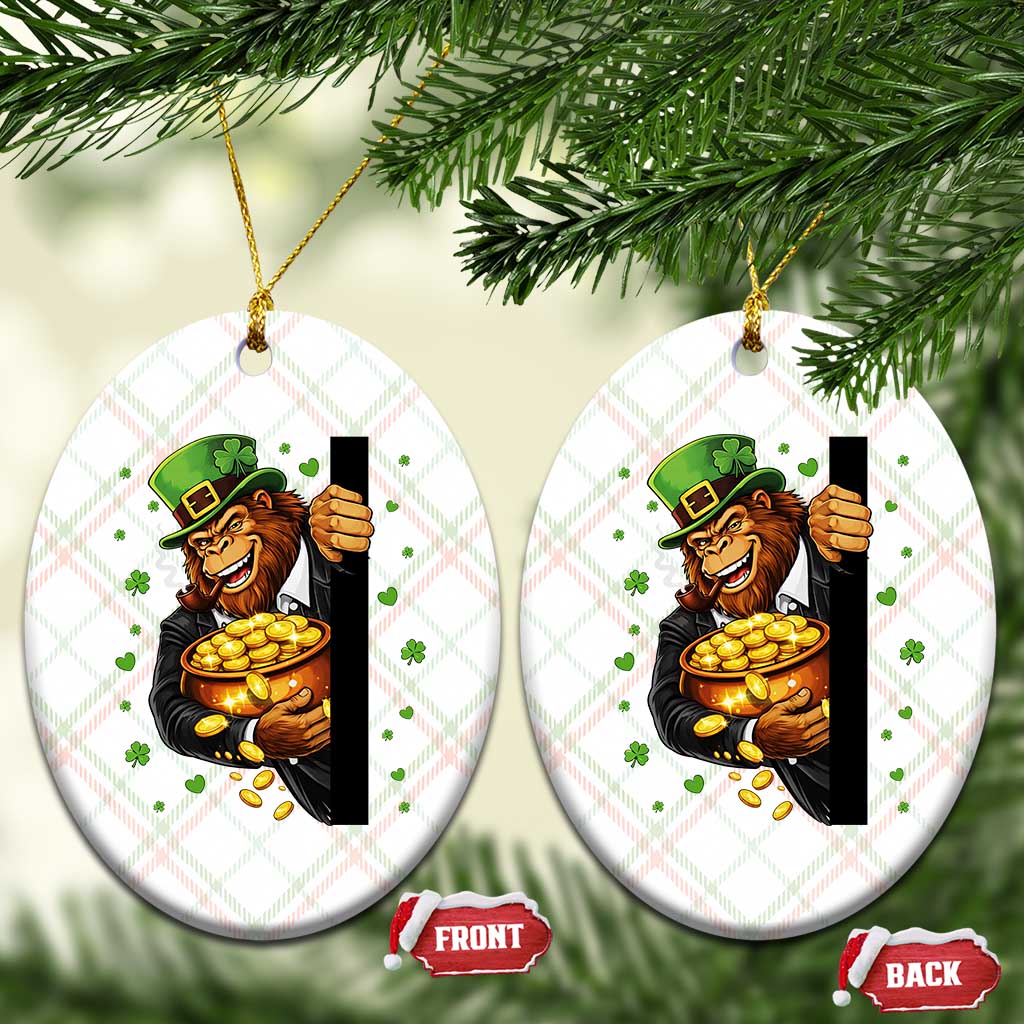 Funny St Patricks Day Bigfoot Ceramic Ornament Irish Revelry Gift
