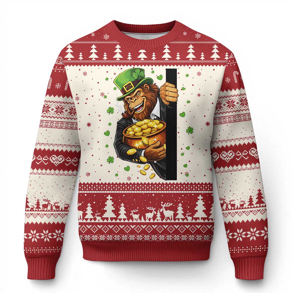 Funny St Patricks Day Bigfoot Ugly Christmas Sweater Irish Revelry Gift