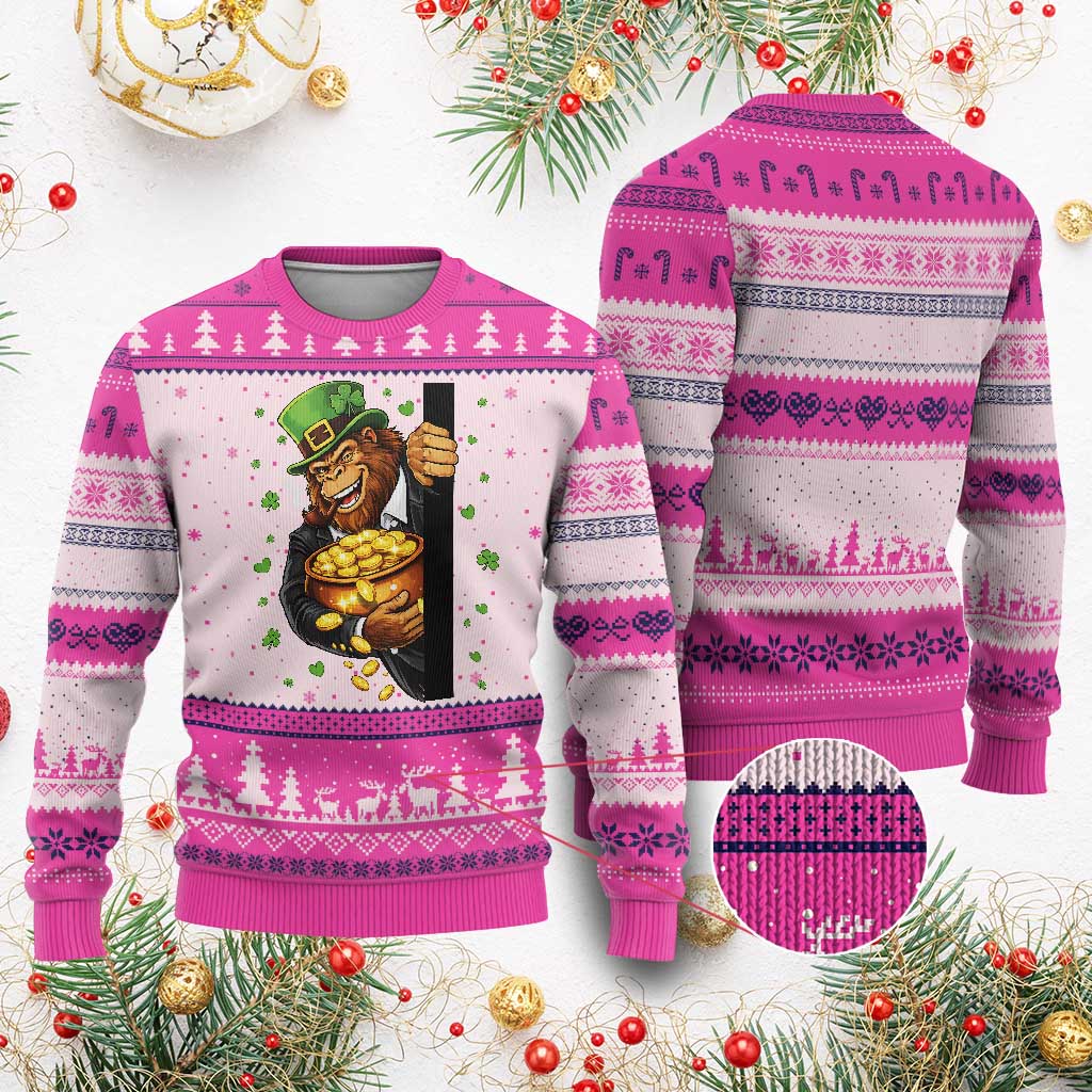 Funny St Patricks Day Bigfoot Ugly Christmas Sweater Irish Revelry Gift