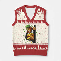 Funny St Patricks Day Bigfoot V-Neck Knit Sweater Vest Irish Revelry Gift