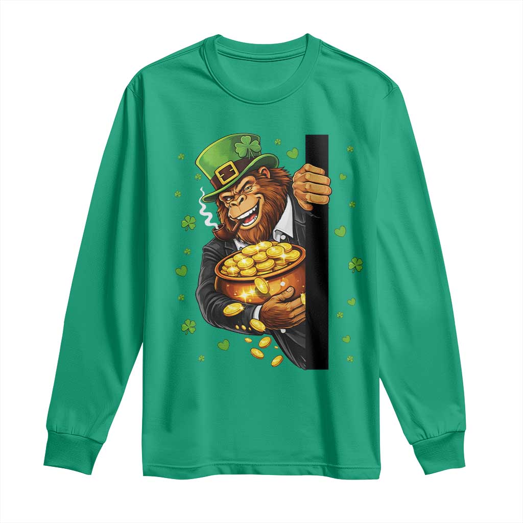 Funny St Patricks Day Bigfoot Long Sleeve Shirt Irish Revelry Gift
