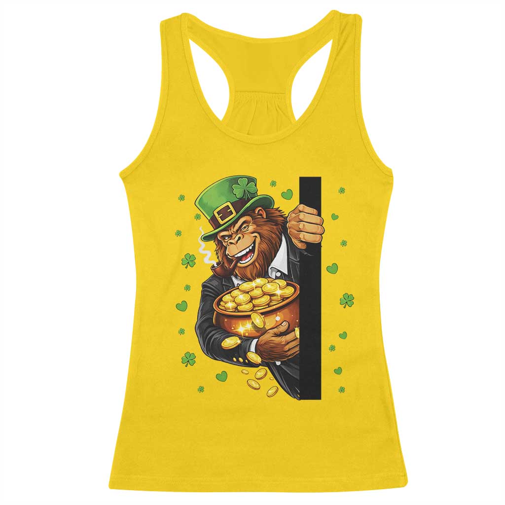 Funny St Patricks Day Bigfoot Racerback Tank Top Irish Revelry Gift