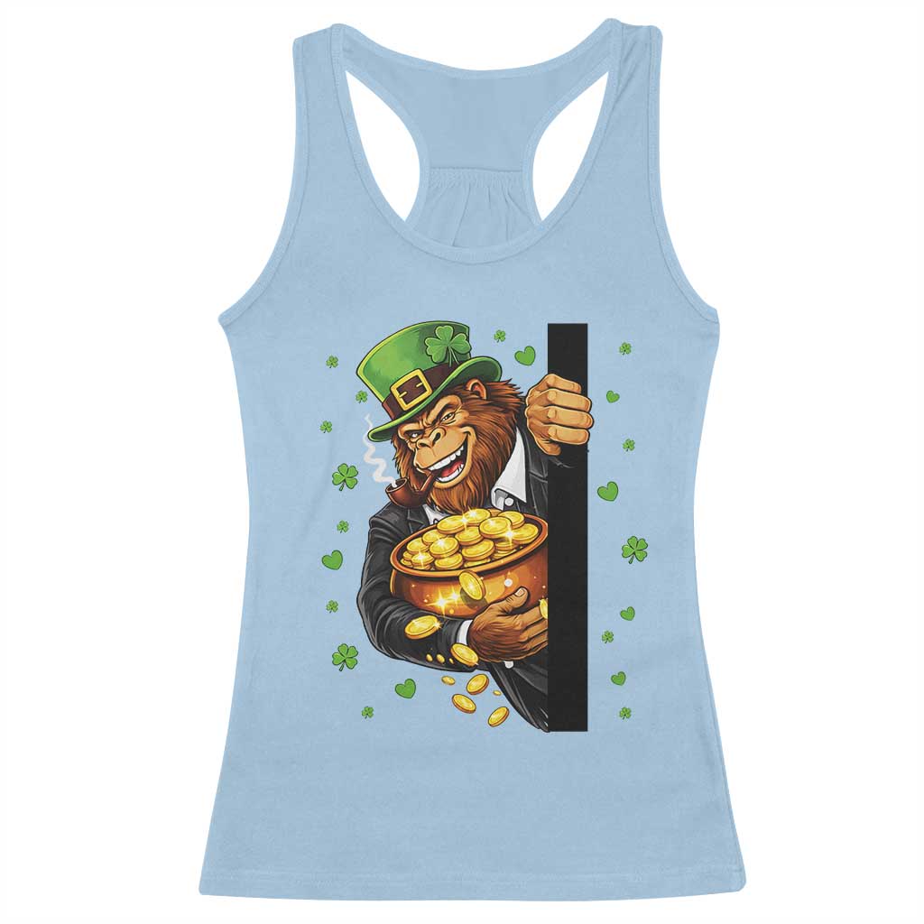 Funny St Patricks Day Bigfoot Racerback Tank Top Irish Revelry Gift