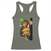 Funny St Patricks Day Bigfoot Racerback Tank Top Irish Revelry Gift
