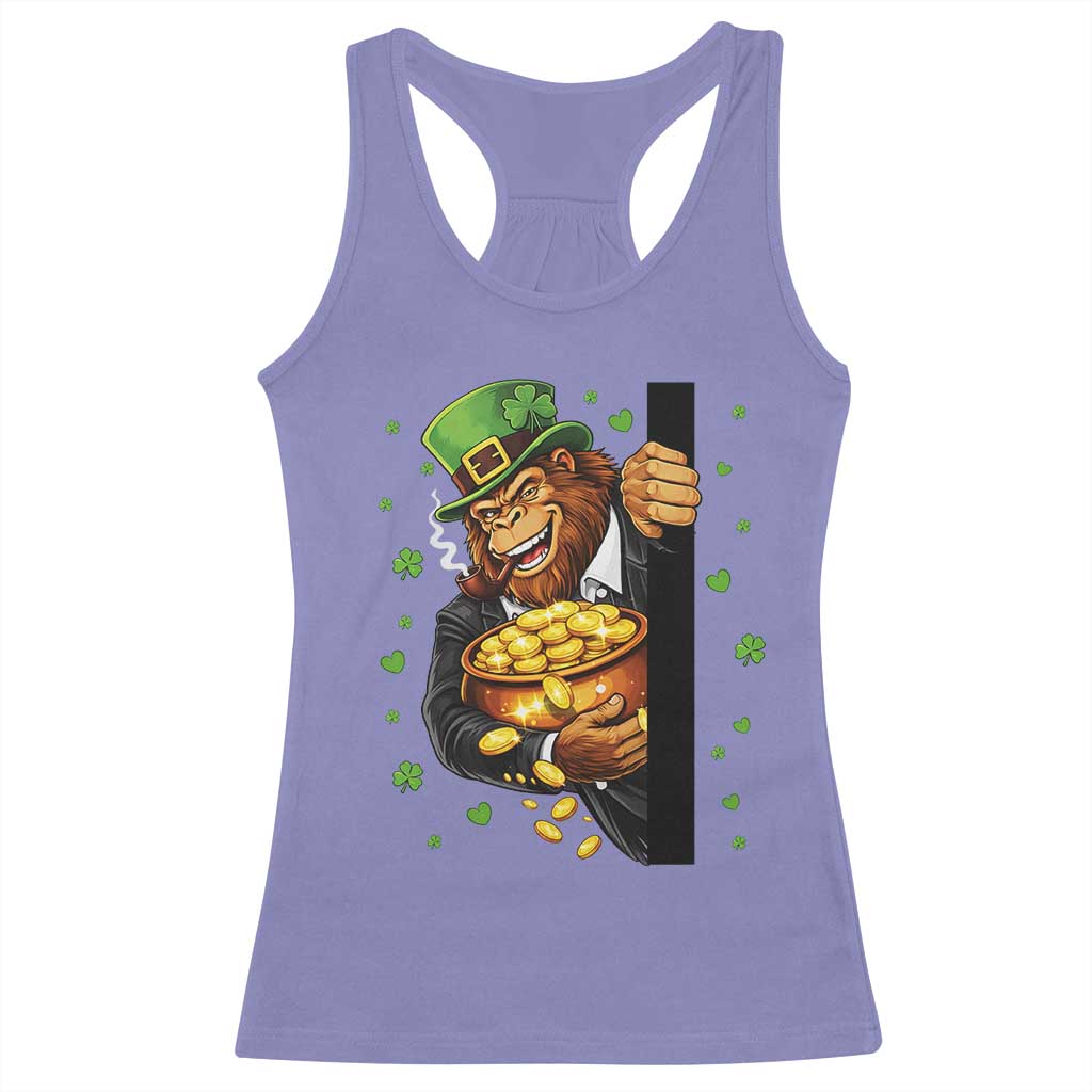 Funny St Patricks Day Bigfoot Racerback Tank Top Irish Revelry Gift