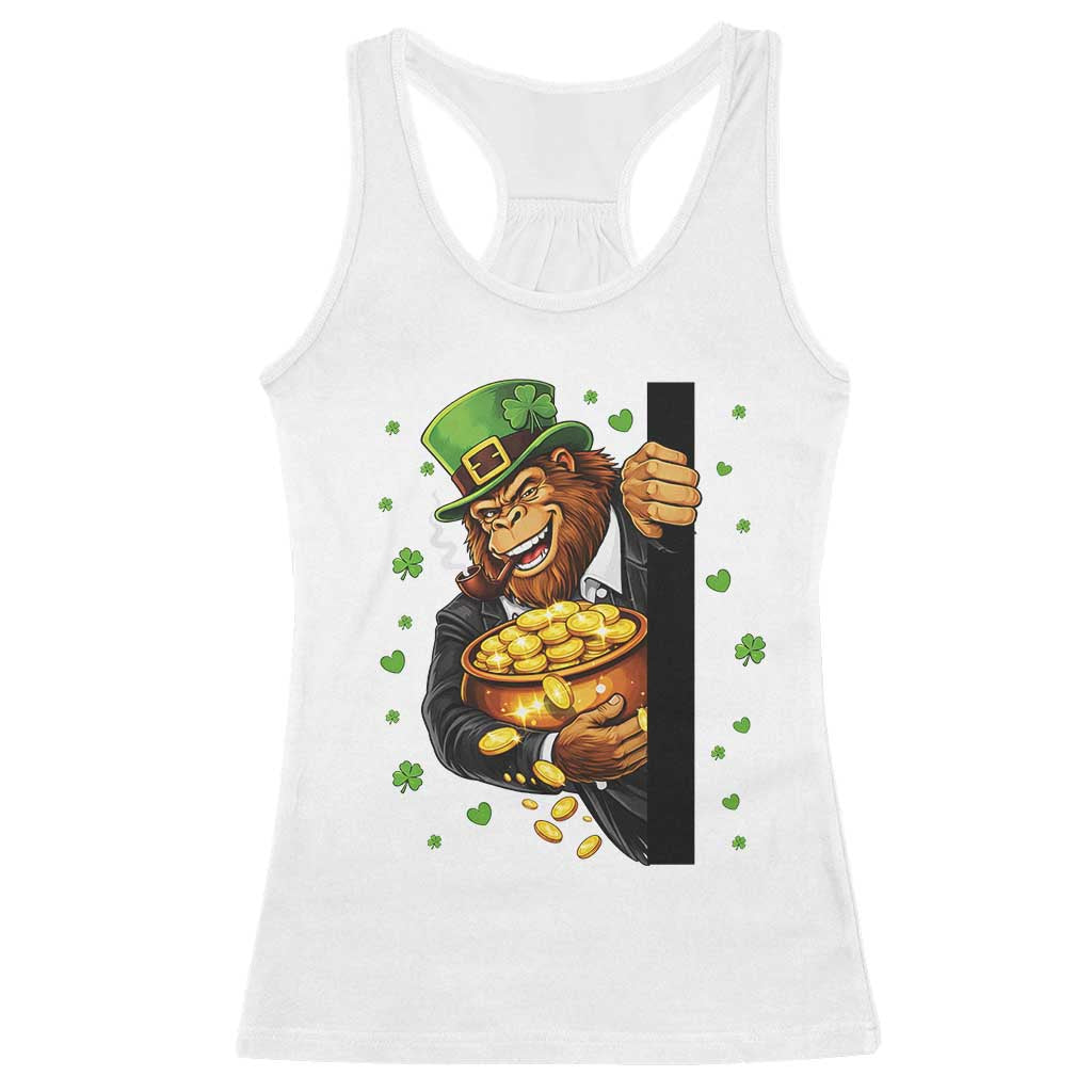 Funny St Patricks Day Bigfoot Racerback Tank Top Irish Revelry Gift