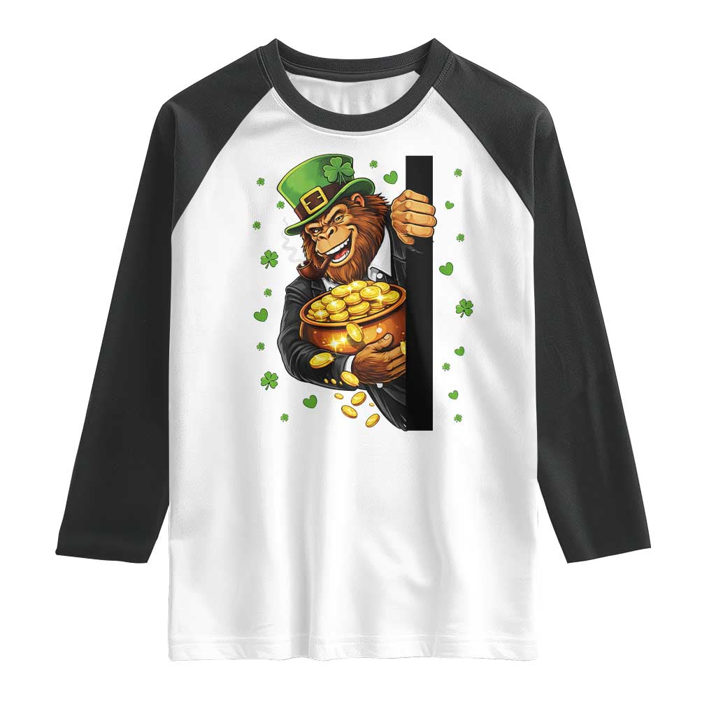 Funny St Patricks Day Bigfoot Raglan Shirt Irish Revelry Gift