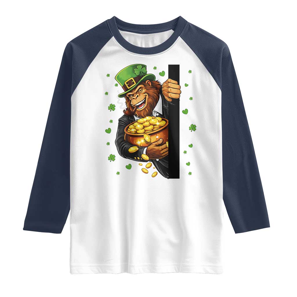 Funny St Patricks Day Bigfoot Raglan Shirt Irish Revelry Gift