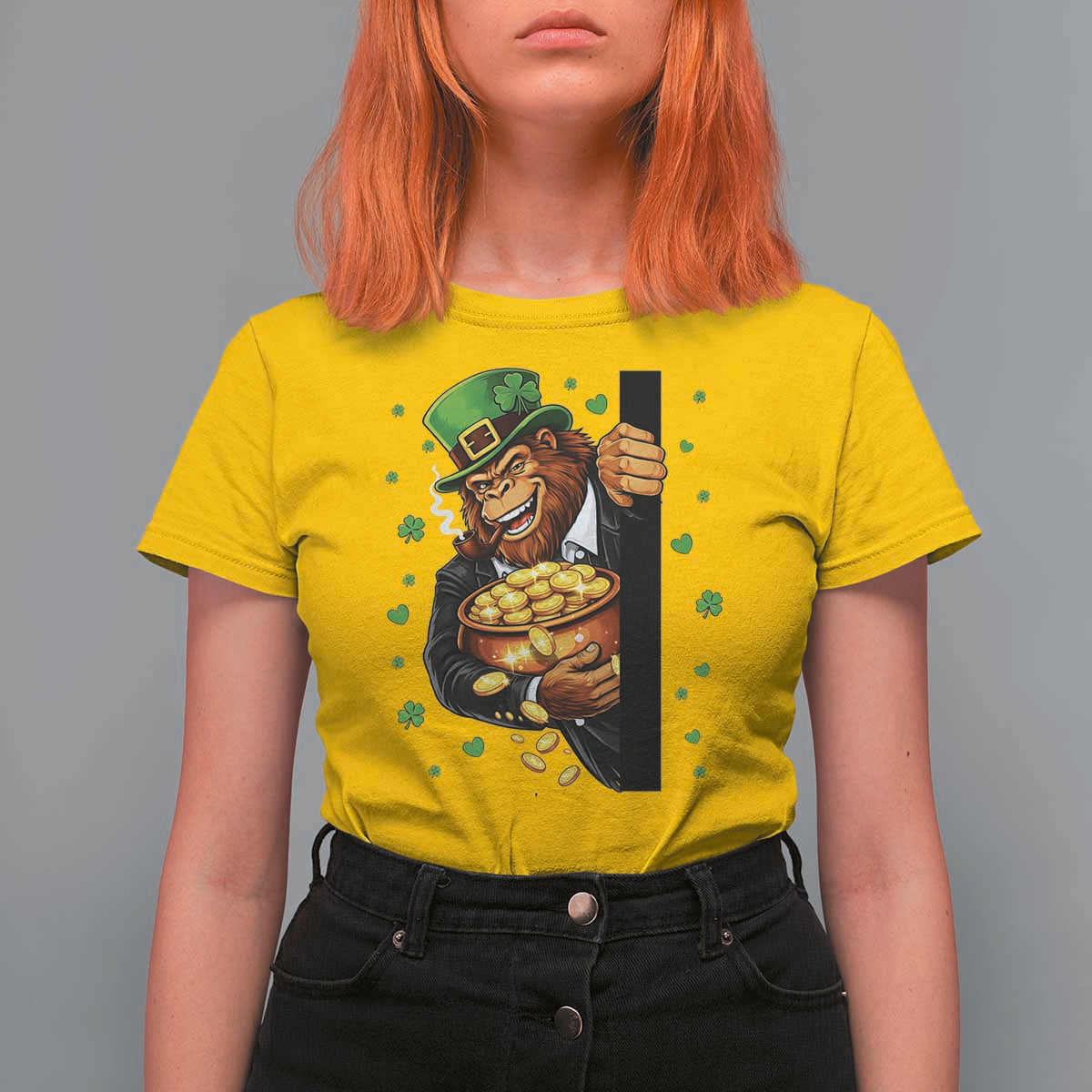 Funny St Patricks Day Bigfoot T Shirt For Women Irish Revelry Gift
