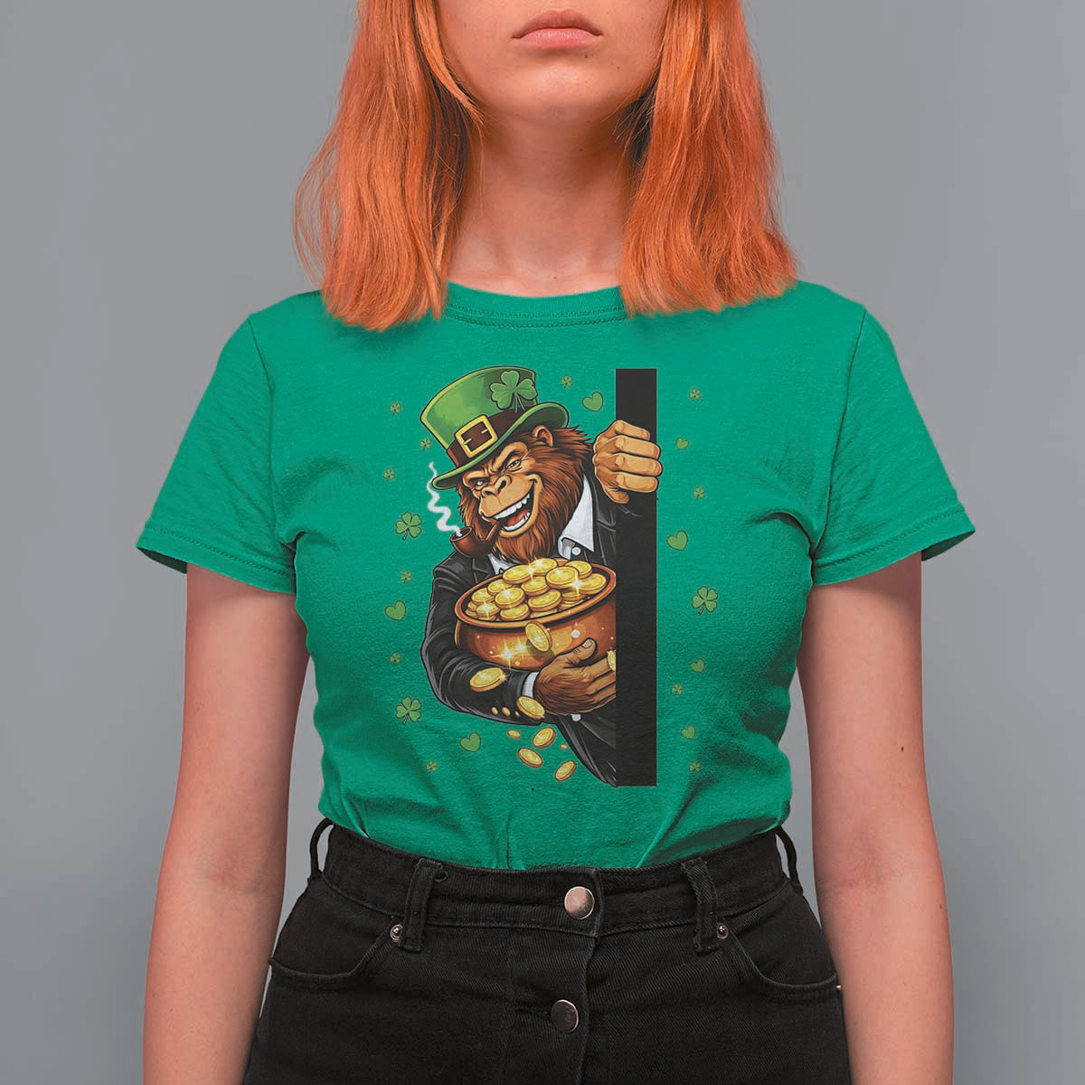 Funny St Patricks Day Bigfoot T Shirt For Women Irish Revelry Gift