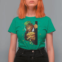 Funny St Patricks Day Bigfoot T Shirt For Women Irish Revelry Gift