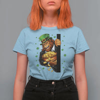 Funny St Patricks Day Bigfoot T Shirt For Women Irish Revelry Gift
