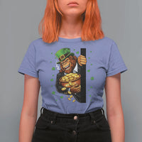 Funny St Patricks Day Bigfoot T Shirt For Women Irish Revelry Gift