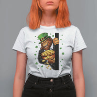 Funny St Patricks Day Bigfoot T Shirt For Women Irish Revelry Gift